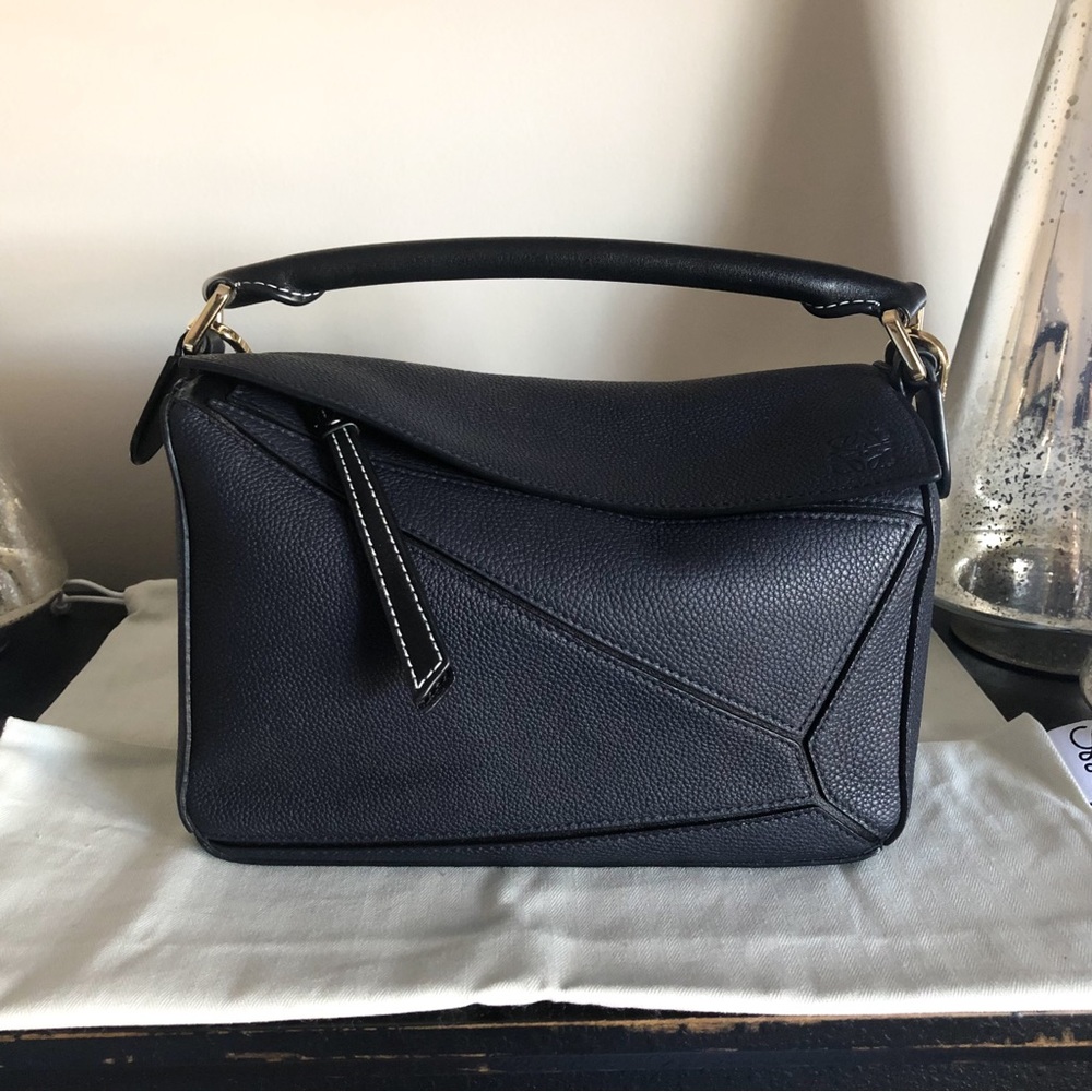 Loewe Grained Small Puzzle in Midnight Blue